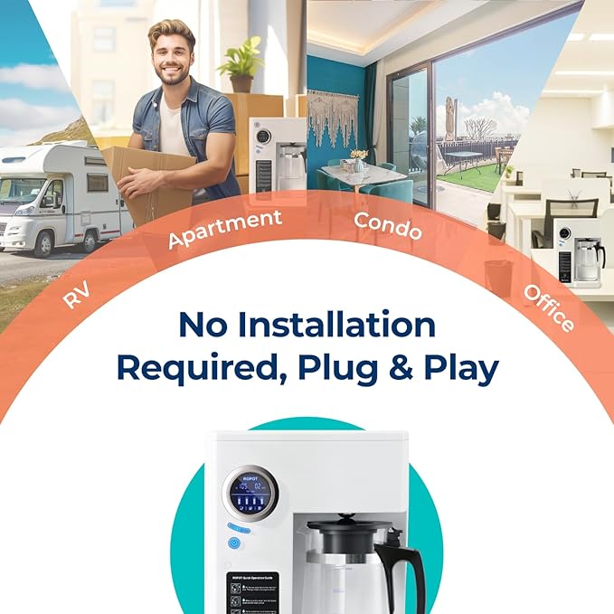 Bluevua RO100ROPOT Countertop Reverse Osmosis Water Filter System Portable RO Filtration with Remineralization No Installation WQA Certified - ROPOT 5-Stage RO