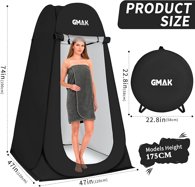 GMAK Pop Up Privacy Shower Tent Portable Pop Up Beach Dressing Changing Room UV/Rain Outdoor Privacy Shelter Camping Tent Shower Room Toilet Shelters for Outdoor Hiking Beach Picnic Fishing Black