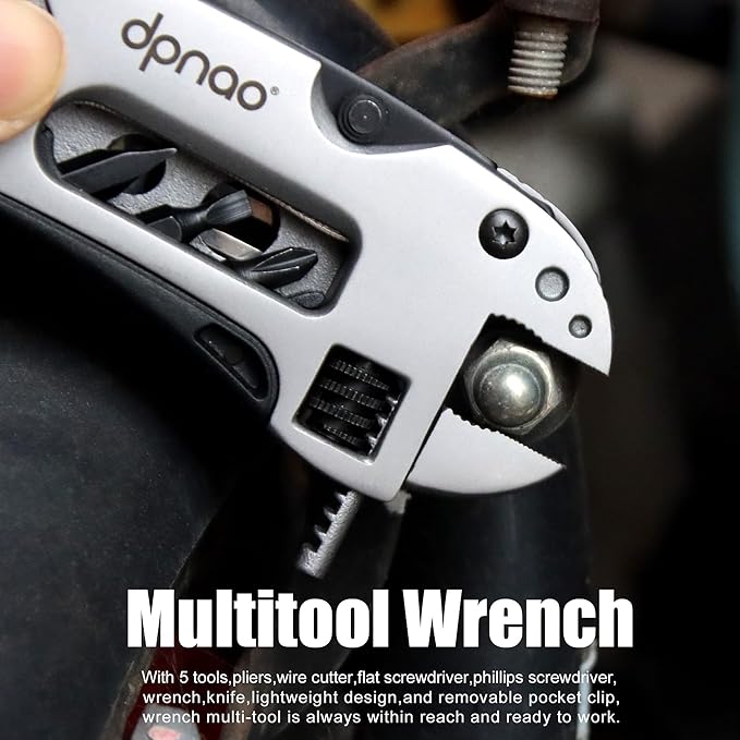 Multitool Wrench adjustable tool/5-in-1 stainless steel multifunctional pocket tool/cross wrench/screwdriver/pliers/portable folding knife with protective coveroutdoor campingmen's Christmas gift