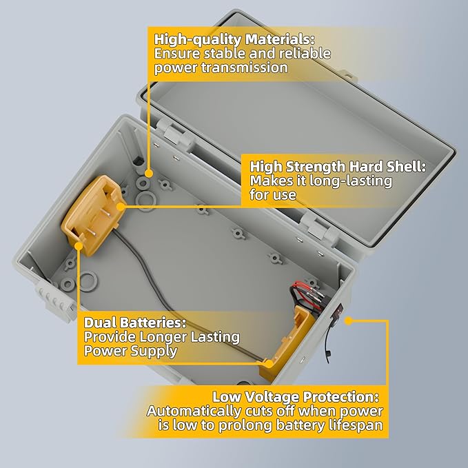 Starlink Mini Dual De.Walt Battery Pack Adapter Case with DC Female Plug and Switch Control IP66 Waterproof Storage Box Ourdoor use for Star Link Mini Accessories