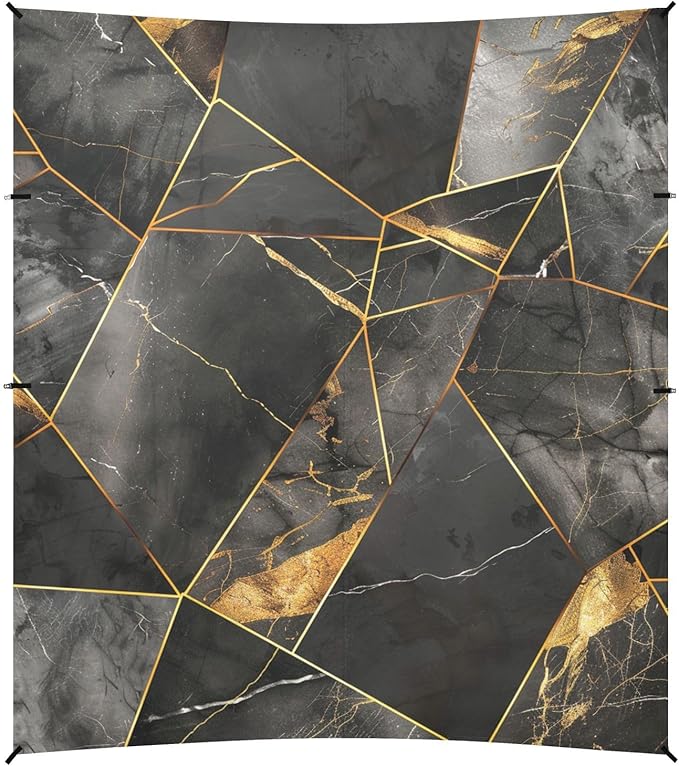 ALAZA Black Marble with Gold Geometric Beach Tent Sun Shelter Portable Canopy Sunshade for Outdoor Camping Picnics Backyard Fun 10x9 ft
