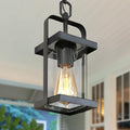 classy leaves Black Outdoor Pendant Lights Exterior Pendant Light with Clear Glass Porch Hanging Lantern Light Fixtures in Brushed Black Finish