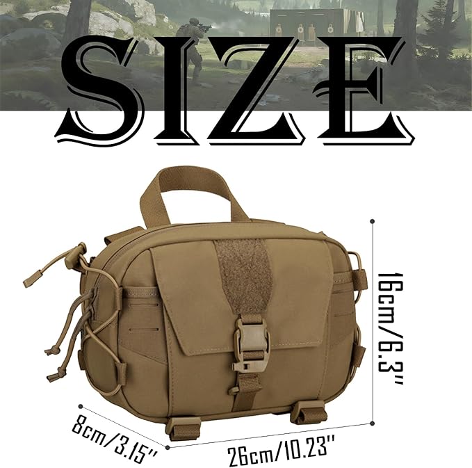 Tactical Molle Admin Pouch Compact Utility EDC Tool Bag with Shoulder Strap Nylon Belt Waist Bag for Tactical Accessories