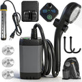 Portable Shower for Camping with Immersion Water Heater 6000mAh Rechargeable Camping Shower Pump with Intelligent LED Display Outdoor Camp Shower Pump for Hiking Traveling Car Washing Pet Bath