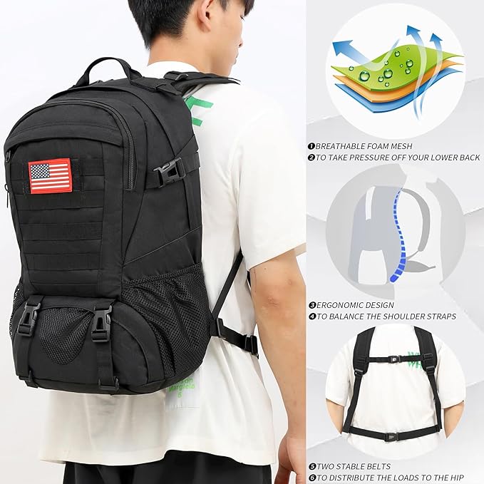 Camo BackpackSmall Tactical Backpack for outdoorMilitary Teen Boys Backpacks for School 30L
