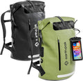 Earth Pak Waterproof Backpack - Heavy Duty Roll-Top Closure with Easy Access Front-Zippered Pocket and Cushioned Padded Back Panel for Comfort with IPX8 Waterproof Phone Case