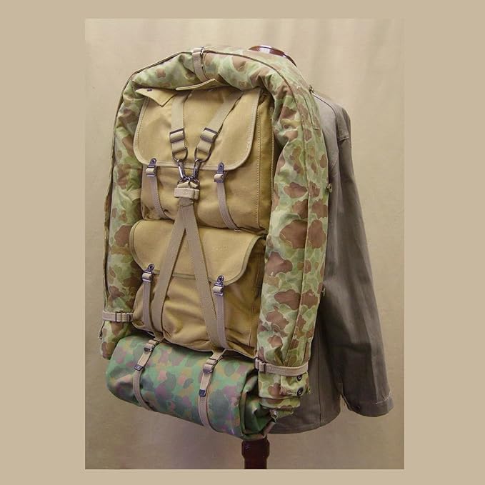 WW2 US M1941 Bag Upper Cargo Pack Knapsack Vintage OD3 Canvas Hiking Backpack WWII Field Gear