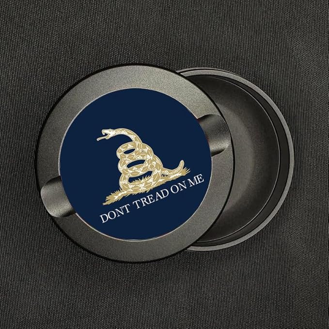 Metal Zyn Container | Metal Zyn Holder | Zyn Metal Can | Metal Container for Zyn Holder | Metal Zyn Pouch Cans | Don't Tread on Me Flag | Gadsden Flag | Navy Beige White