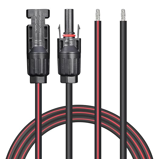 Solar Cable 40 Feet 2x10 AWG Twin Wire Solar Extension Cable Copper Strand with Female and Male Connectors on Single end Solar Panel Wire &amp Adaptor for Home Shop and RV Solar Panels