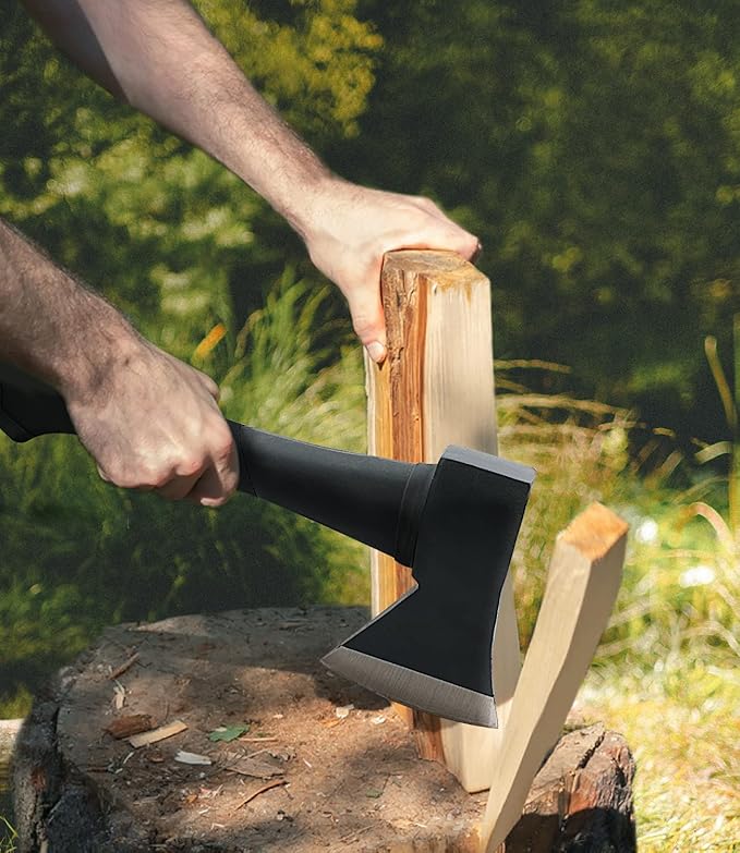 Throwing Axes and Tomahawks 11.2 - inch Camping Hatchet Carbon Steel &amp Fiberglass Handle with Anti-Slip &amp Shock Reduction for Axe Throwing Camping Kindling (3 Pack)