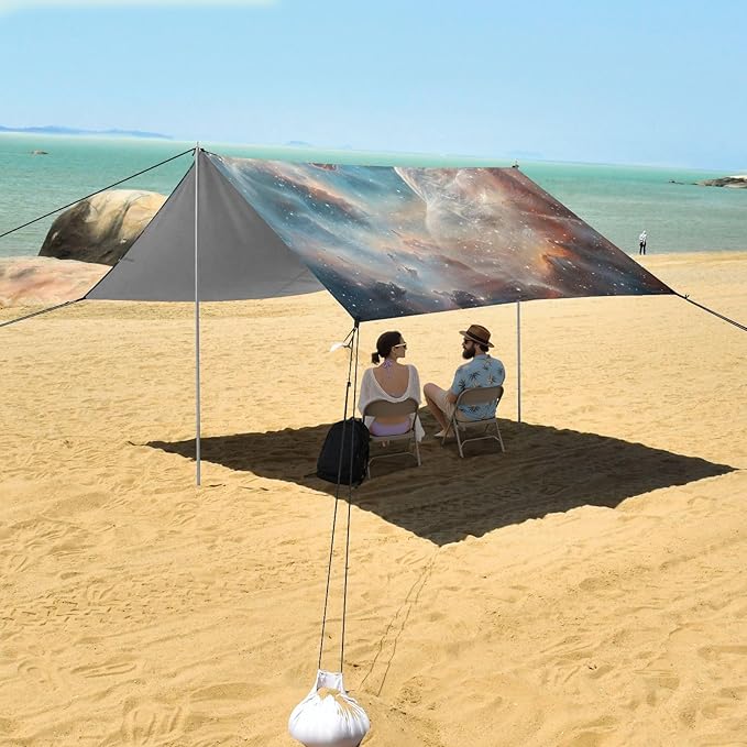 ALAZA Unicorn Head Nebula Beach Tent Sun Shelter Portable Canopy Sunshade for Outdoor Camping Picnics Backyard Fun 10x9 ft