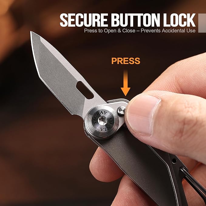 TACRAY Vinto 5-in-1 Titanium Small Pocket Knife – Ultra-Light Mini EDC Multitool Utility Knife with Folding Blade Seatbelt Cutter Bottle Opener &amp Screwdriver Compact Everyday Carry