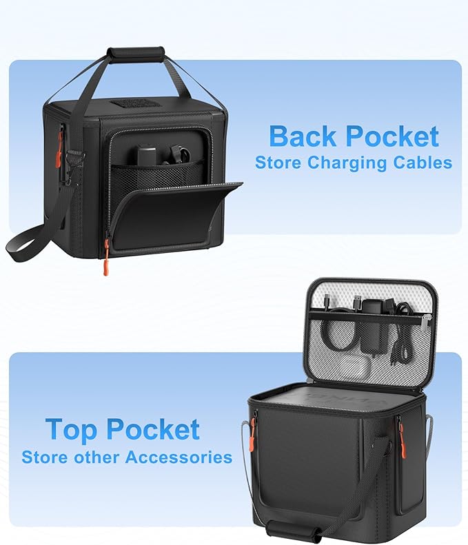 Hautton Carrying Case Compatible with Anker SOLIX C1000 Gen2/C1000/C800/C800X Plus Portable Water Resistant Power Station Storage Bag with Shoulder Strap Handle for Charging Accessories- Black