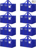 8 Pack Extra Large Heavy Duty Moving Bags Blue Storage Bins with Lids Reinforced Handles &amp Heavy-Duty Zippers Moving Boxes Storage Bags Totes for Clothes Packing Dorms College Supplies Blue