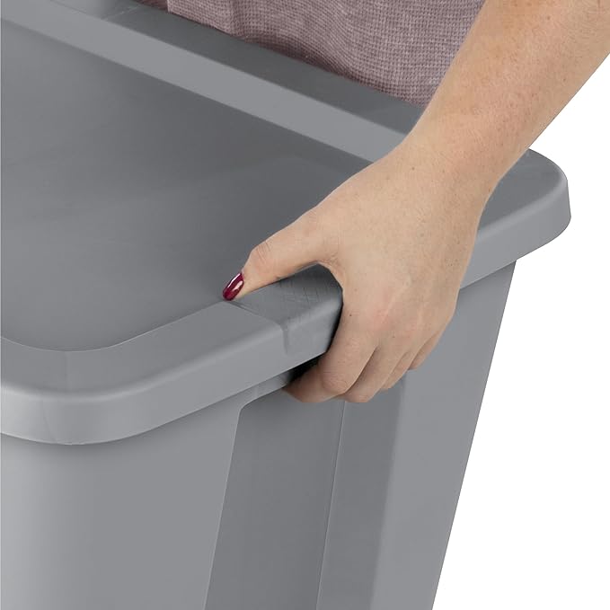 (2 Pack) 18 Gallon Gray Plastic Storage Bins with Snap-On Lids - Stackable Heavy-Duty Totes for Garage Closet Basement Attic &amp Home Organization