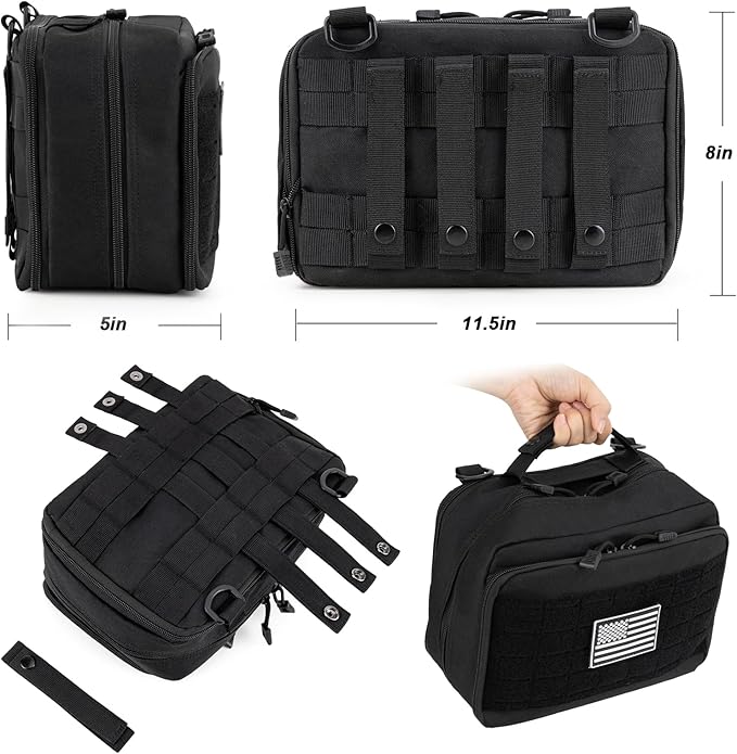 Jueachy Tactical Molle Pouch Large Admin Bag Utility Tool Pouches Molle Attachment EDC Pouches Expandable Molle Accessories Organizer Medical Pocket U.S.A Patch Included