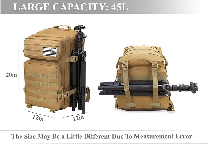 Durable Tactical Backpack Travel Bug-Out Bag Great Tactical Survival Gear for Men and Women 45L