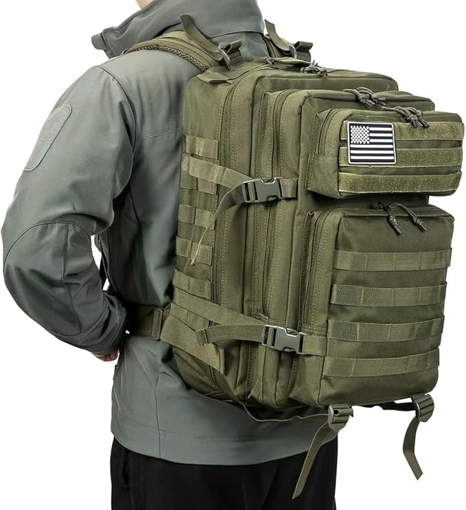 45L Tactical Backpack Large Capacity Outdoor Rucksack 3 Day Fitness Hiking Bag Hiking Camping Gear Backpacks Green (Pack of 1)