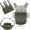 Outdoor Tactical MOLLE Pouch Kit Detachable Triple Mag-Style Bag and Tactical Expansion Camo Dual-Role Belly Pouch for Field Use