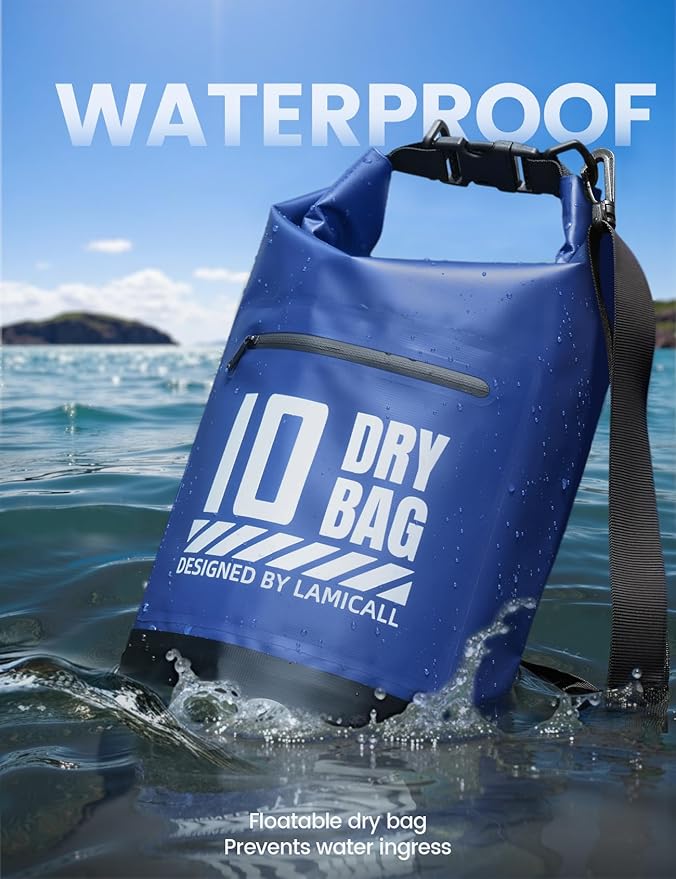 Lamicall 30L &amp 20L Dry Bag Waterproof Backpack - [Zippered Pocket] Roll Top Waterproof Bag Navy Blue &amp Lemon Yellow