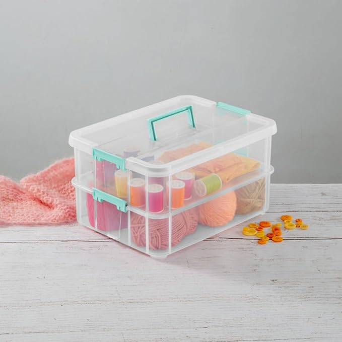 STERILITE Convenient Home 2-Tier Layer Stack Carry Storage Box Clear 12-Pack 12 X 1