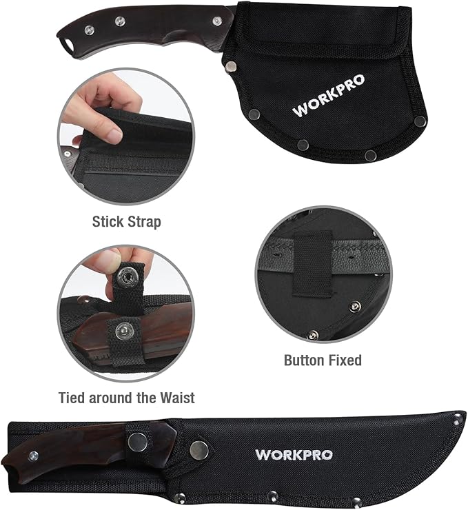 WORKPRO Axe and Fixed Blade Knife Combo Set Full Tang Wood Handle for Outdoor Camping Survival Hunting Sheath Included