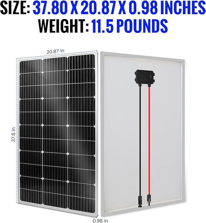 100W Monocrystalline Solar Panel Kit with 30A PWM Controller - 12V/24V High Efficiency Solar Panel for RV Boat Cabin Off-Grid System