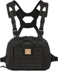 Tactical Chest Rig Bag 3L Utility Hypalon Molle Chest Rig With Map Pocket 500D Cordura Chest Bag for Hunting Workouts (Black)