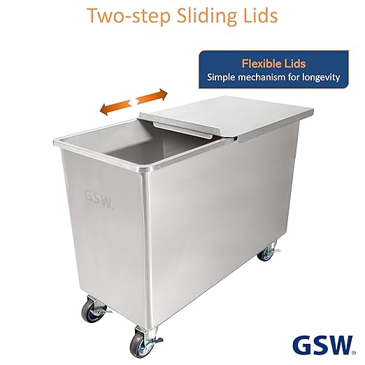 GSW DN-FB84 Commercial Stainless Steel Flour Bin with 2 Sliding Lids Storage Container (84 QT)