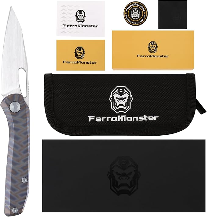 Folding Pocket Knife 3.23 S90V Blade EDC Knife with Titanium Handle Small Pocket Knife with Clip and Frame Lock Sharp Camping Hiking Hunting Survival Knives for Men（Colourful）