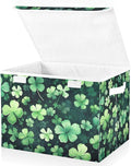 senya St. Patrick's Day Baskets Collapsible Storage Bins with Lids St Patricks Clover Leaves Storage Boxes Clothes Baskets for Organizing