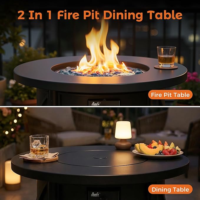 BALI OUTDOORS 50000 BTU Propane Fire Pit for Outdoor 30 in Fire Pit Table Outdoor Round Firepits for Outside Backyard Patio