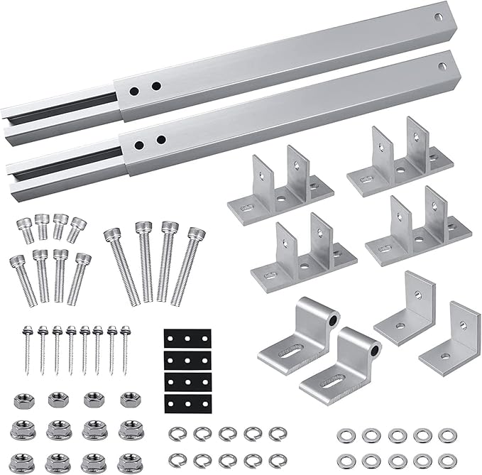 1 Set Adjustable Solar Panel Tilt Mount Brackets Solar Panel Mounting Bracket Stand Support 50W 70W 100W 150W 200W 300W 400W Panels for Roof/Boat/Flat Surface/Camping