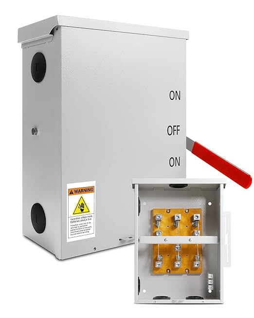 200 Amp Transfer Switch 3P 120/240V 48000W General-Duty Double-Throw Safety Switch Meeting NEMA 3R Standards for Outdoor and Indoor