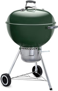 Weber Original Kettle Premium Charcoal Grill 22-Inch Green – Outdoor BBQ Grill with Built‑In Thermometer Heat Control Dampers &amp One‑Touch™ Cleaning System