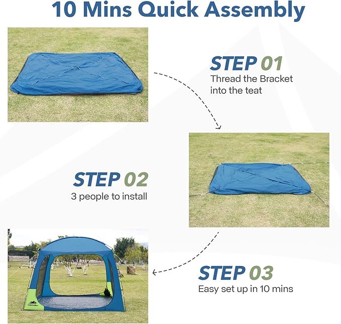 10 X 10ft Screen House Room for Camping Screened Mesh Net Wall Canopy Tent UPF 50+ Screen Tent with Floor for Patios Outdoor Camping Activities