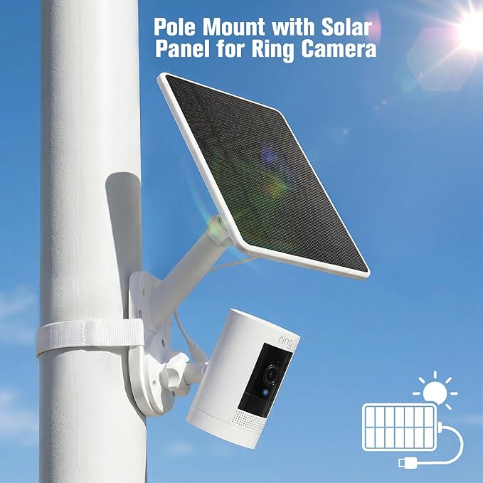 6W Solar Panel with Camera Mount for Ring Spotlight Cam Plus/Pro (Battery) Ring Stick Up Cam &amp Outdoor Cam Plus (Battery) 2-in-1 Solar Charger Wall Mount for Outdoor Security Cameras