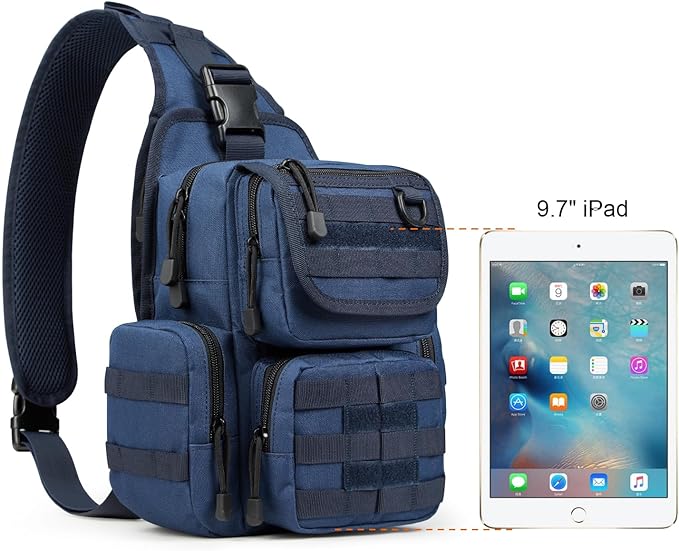 G4Free Tactical EDC Sling Bag Pack with Adjustable Holder Sling Shoulder Assault Range Backpack(Dark Blue)