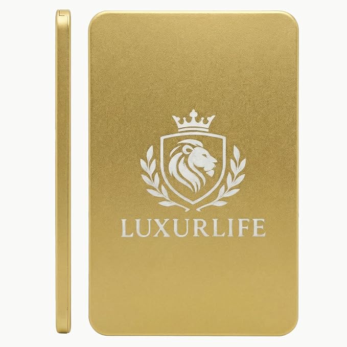 5mm Ultra-Slim Aero-Grade Metal 10-Compartment Dual-Row Storage Box with Laser-Engraved Lion Crest Mirror Gift Set