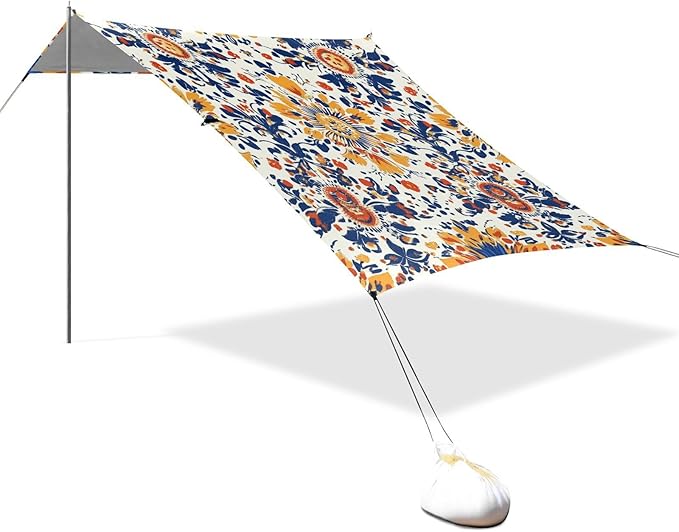 ALAZA Abstrac Flower Beautiful Floral Beach Tent Sun Shelter Portable Canopy Sunshade for Outdoor Camping Picnics Backyard Fun 10x9 ft