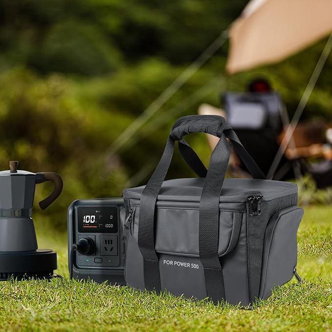 sarlar Carrying Case Compatible with DJI Power 500 Portable Power Station Travel Storage Bag Anti-collision Scratch-proof Waterproof with Back and Sides Pockets for Charging Cable and Accessories