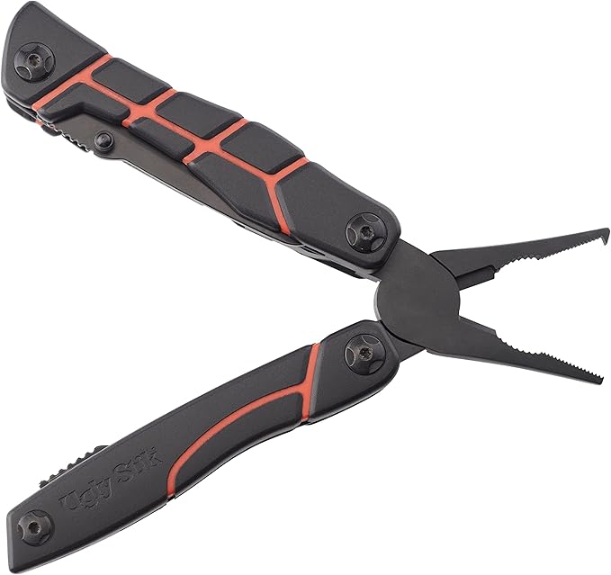 Ugly Stik Ugly Tools Multitool Knife for Fishing 11-in-1 Fishing Tool for Anglers Includes Pliers Scissors Knife and Screwdriver Non-Slip Grip Handle