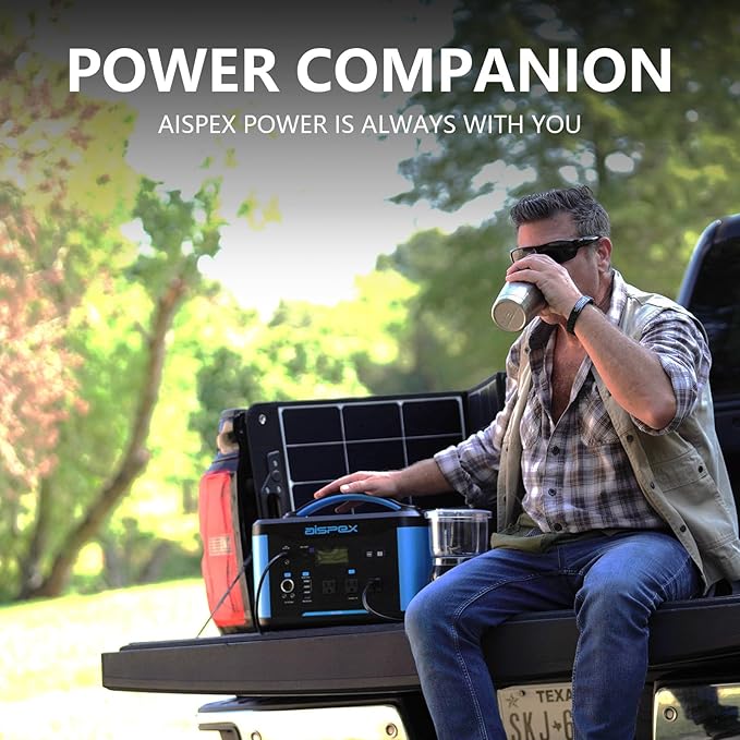 Portable Power Station 640Wh AISPEX Solar Generator with Jumper Starter 110V/600W Pure Sine Wave AC Outlet PD 60W Lifepo4 Battery Power Stations for Home Backup RV/VAN Camping Travel Emergency