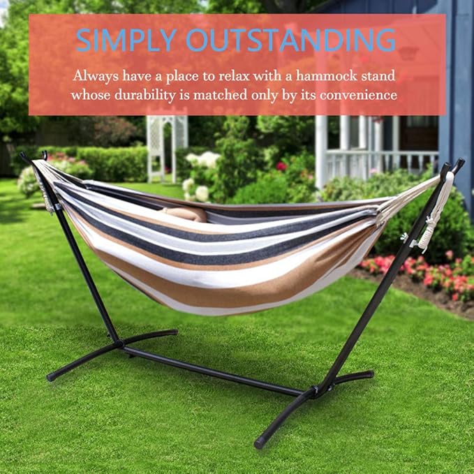 Double Hammock Stand Only Steel Adjustable Hammock Bed with Stand 2 Person Heavy Duty Portable Hammock Stand with Carrying Case for Outdoor Indoor