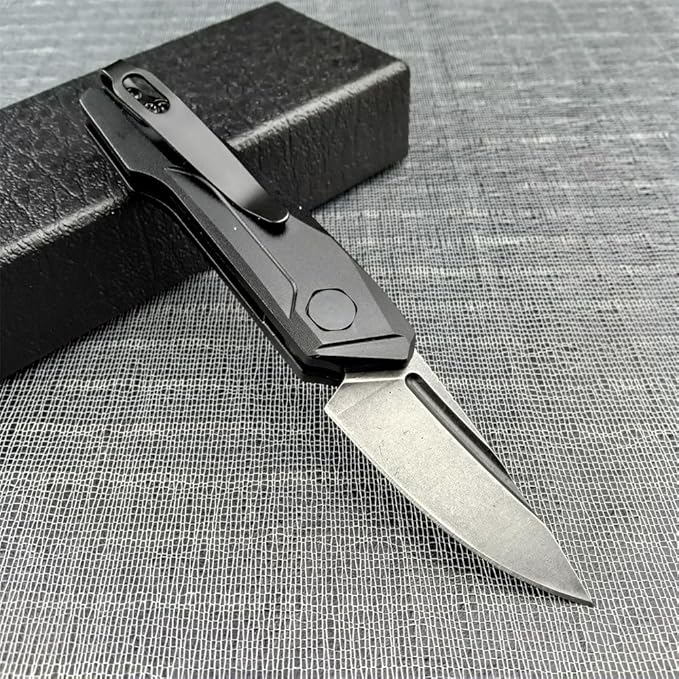 HUAAO Mini Pocket Folding Knife 1.81 Inch Drop Point Blade Aluminum Handle Box OpenerCamping EDC Tool