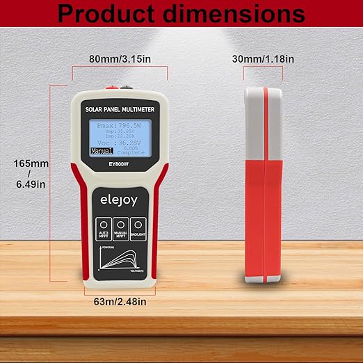 Upgrade 800W Solar Panel Portatil Smart Tester Auto/Manual MPPT Photovoltaic Panel Multimeter Testing Power Meter Tool with LCD Display Backlight for PV