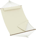 2 Person 12FT Hammocks for Outside Double Quilted Fabric Outdoor Hammock with Spreader Bar Large Removable Pillow Storage Pockets Carabiners Max 450 Lbs Capacity