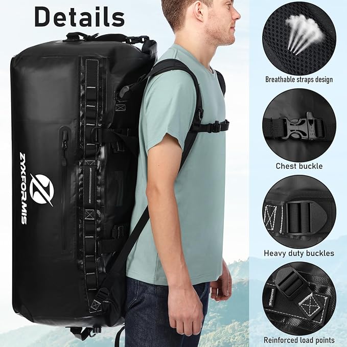 Waterproof Duffle Bag Large Marine Dry Bags Heavy Duty Adventure Travel Bag for Men and Women Waterproof Duffel Backpack for Kayaking Boating Hiking Camping Vacation 65L 110L 160L