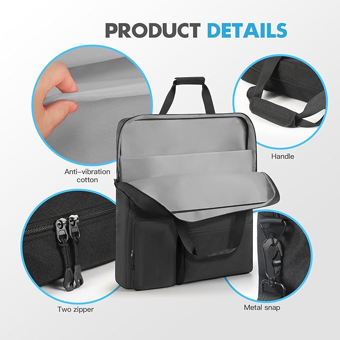 Travel Carrying Case Compatible with ECOFLOW 110W 160W 220W - Solar Panel Storage Bag for 2 Battery Panels Double-Layer Solar Panel Carrier with Shoulder Strap Multiple Pocket