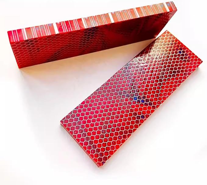 Red Blue Resin Knife Handle Blank Material 2pcs DIY Honeycomb Structured Textured Tool Patch
